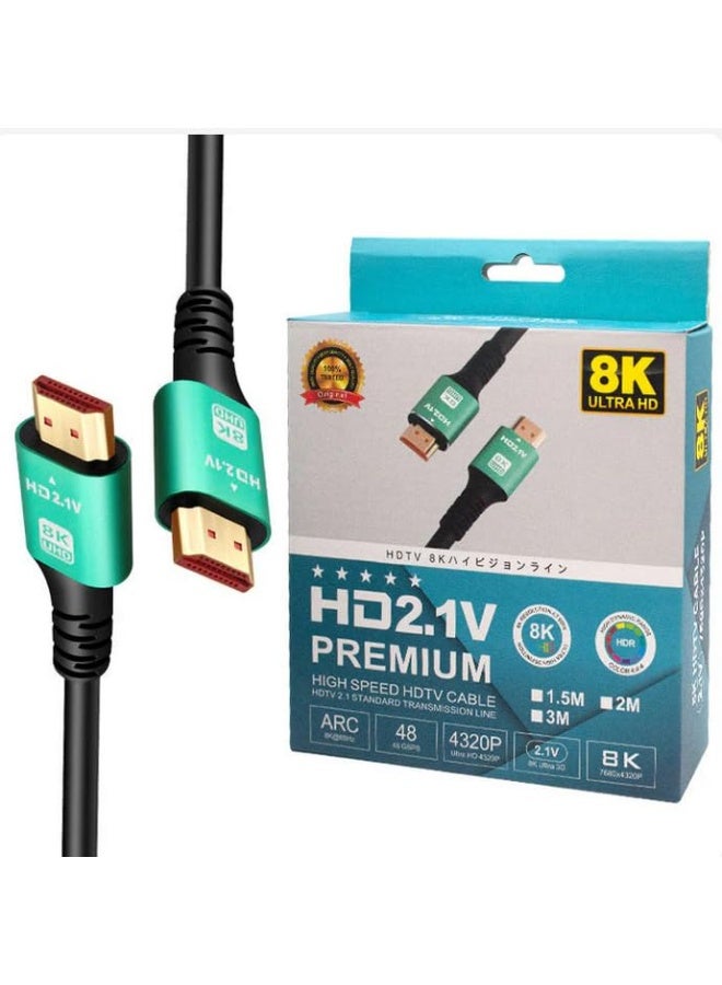 HD Cable 3M HDMI 8K HD 2.1 Ultra HD High-Speed 48Gbps 8K@60Hz HD Braided Cord eARC Dynamic HDR Dolby Vision Compatible with MacBook Pro PS5 - Image 1